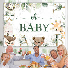 Lofaris Safari Lovely With Leaves Baby Shower Backdrop