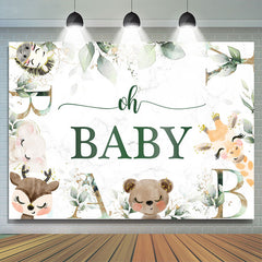 Lofaris Safari Lovely With Leaves Baby Shower Backdrop