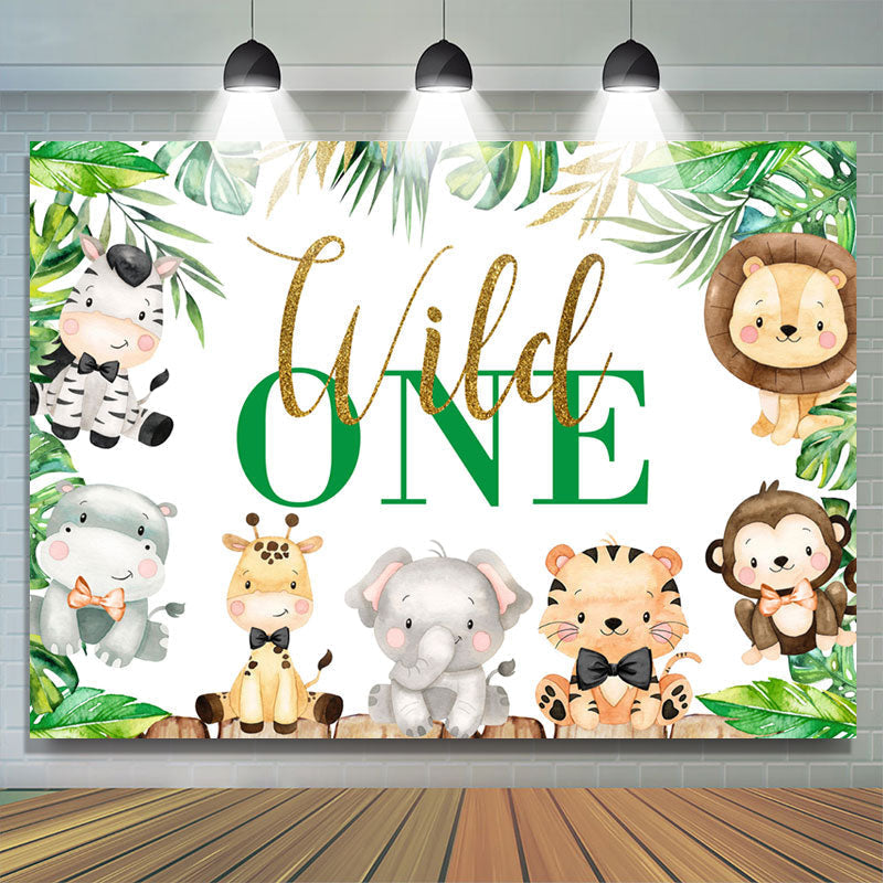 Lofaris Wild One Safari Leaves 1st Birthday Backdrop For Boy