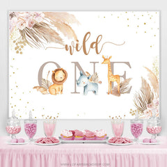 Lofaris Safari Themed Simple Wild One Happy Birthday Backdrop