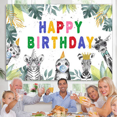 Lofaris Safaris Jungle Leaves Themed Happy Birthday Backdrop