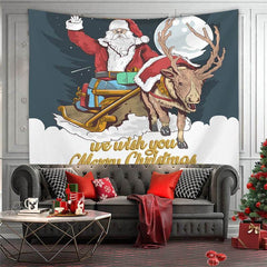 Lofaris Santa Claus Moon Animal Still Life Family Wall Tapestry