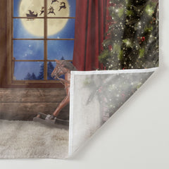 Lofaris Santa Claus With Gift Wood Window Moon Night Backdrop