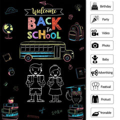 Lofaris School bus book chalk drawing back to school Backdrop
