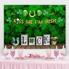 Lofaris Shamrock Good Luck With Wooden Floor Green Backdrop