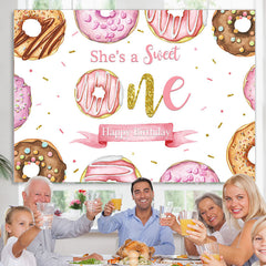 Lofaris She Is A Sweet One Donut Happy Birthday Backdrop