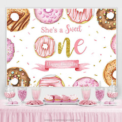 Lofaris She Is A Sweet One Donut Happy Birthday Backdrop