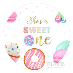 Lofaris Shes A Sweet One Candy Land Round Birthday Backdrop