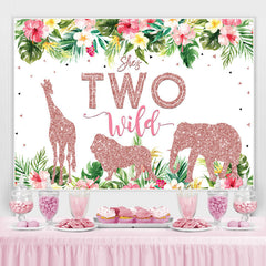 Lofaris Shes Two Wild Floral Pink Bokeh 2Rd Birthday Backdrop