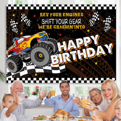 Lofaris Shift Your Gear Racing Car Happy Birthday Backdrop