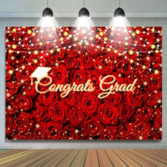 Lofaris Shiny Light With Red Rose Congrats Grad Backdrop