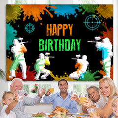 Lofaris Shooting Game Happy Birthday Backdrop For Youth