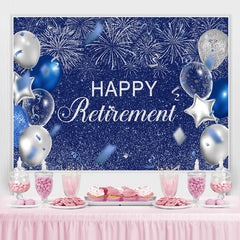 Lofaris Silver And Blue Balloon Glitter Happy Birthday Backdrop