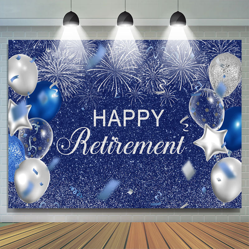 Silver And Blue Balloon Glitter Happy Birthday Backdrop – Lofaris