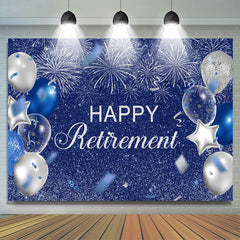 Lofaris Silver And Blue Balloon Glitter Happy Birthday Backdrop