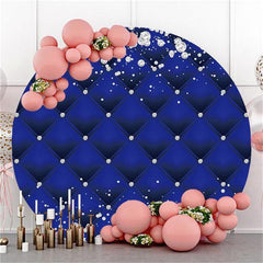 Lofaris Silver And Navy Blue Circle Happy Birthday Backdrop