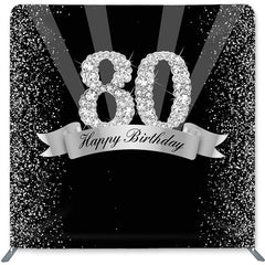 Lofaris Silver Black Glitter Double-Sided Backdrop for Birthday