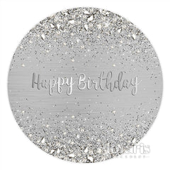 Lofaris Silver Diamond Happy Birthday Round Backdrop For Party