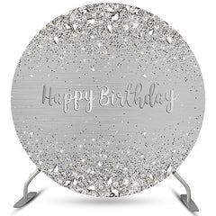 Lofaris Silver Diamond Happy Birthday Round Backdrop For Party