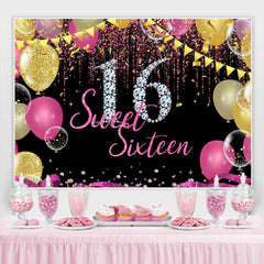 Lofaris Silver Diamonds And Glitter Sweet 16 Birthday Backdorp