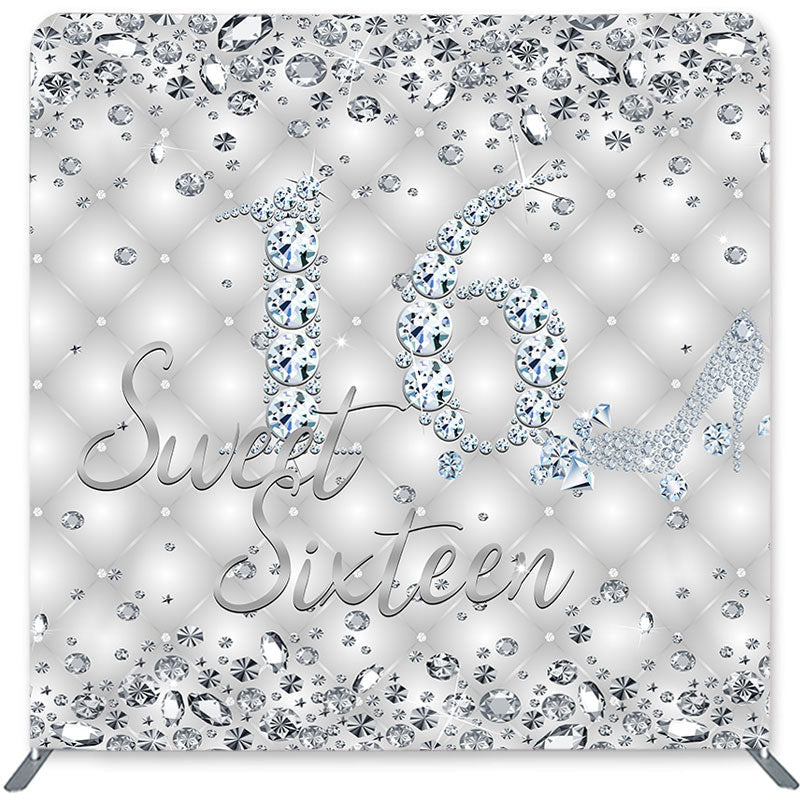 Lofaris Silver Diamonds Double-Sided Backdrop for Birthday