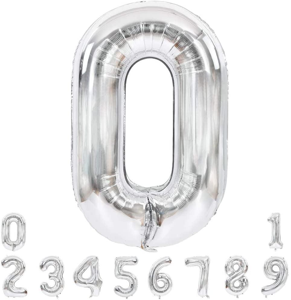 Silver Large Giant Foil Mylar 40 Inch Number Balloons for Party – Lofaris