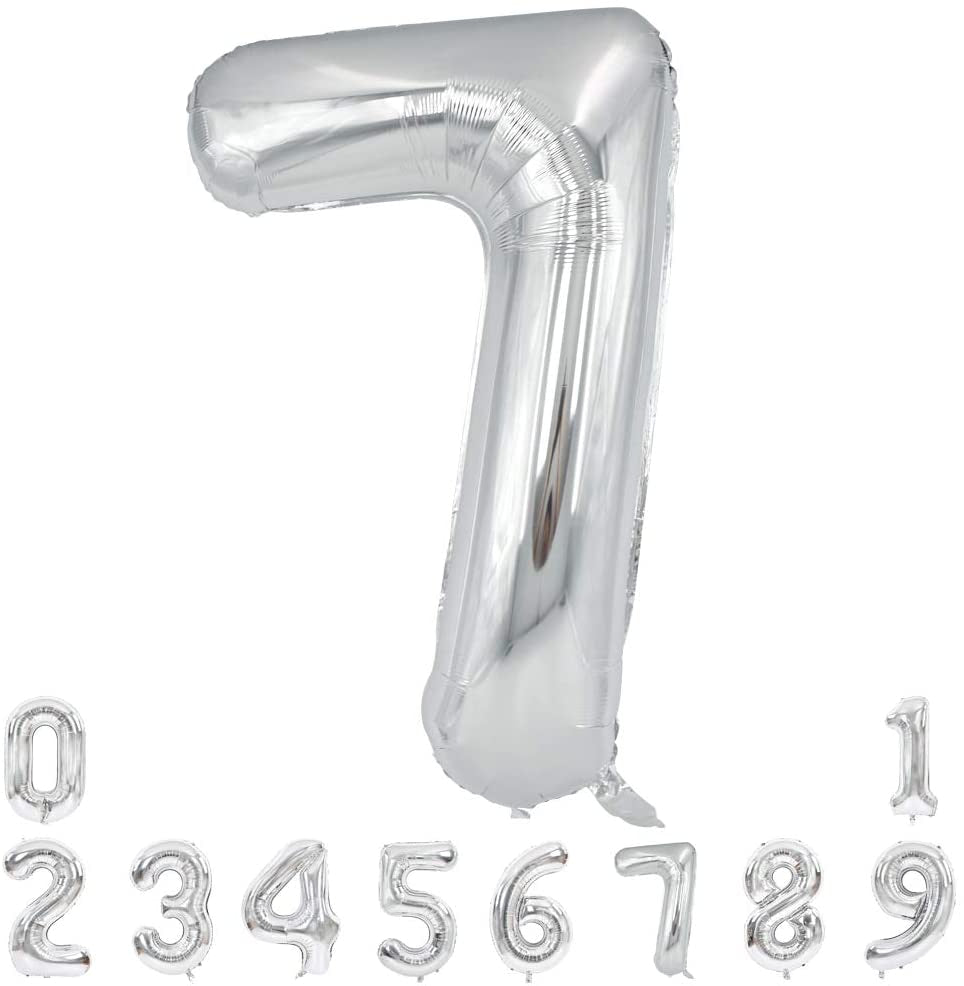 Silver Large Giant Foil Mylar 40 Inch Number Balloons for Party – Lofaris