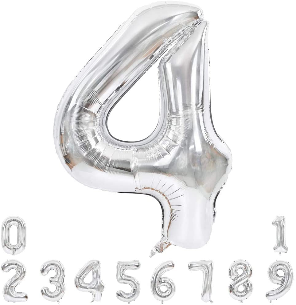 Silver Large Giant Foil Mylar 40 Inch Number Balloons for Party – Lofaris