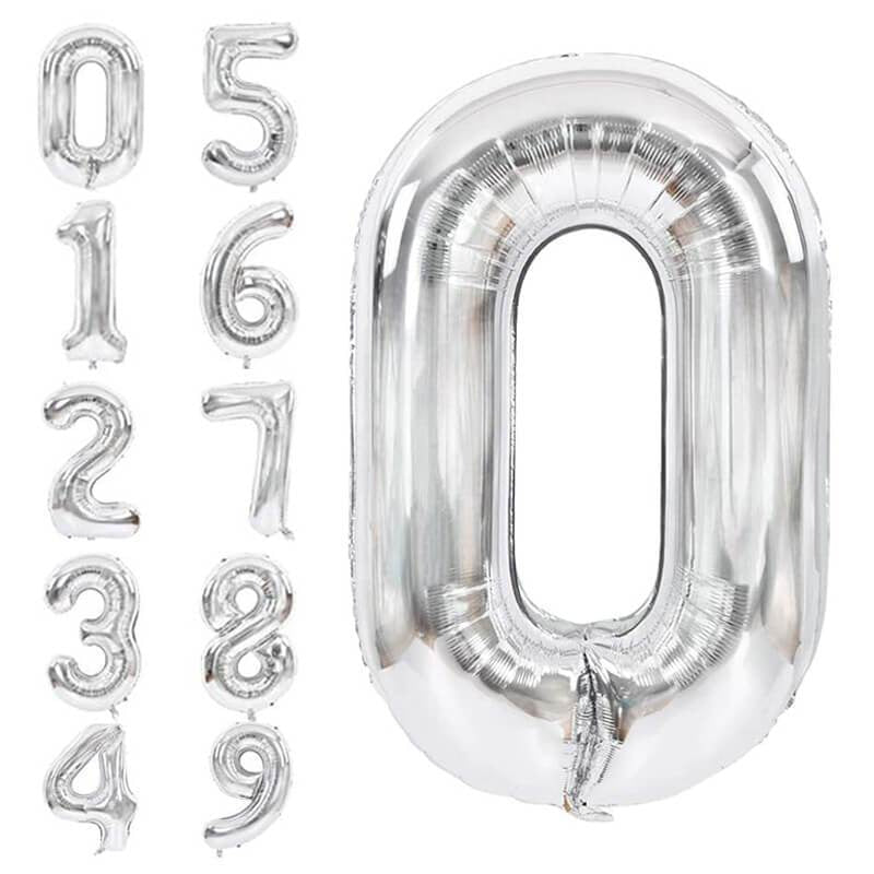 Silver Large Giant Foil Mylar 40 Inch Number Balloons for Party – Lofaris