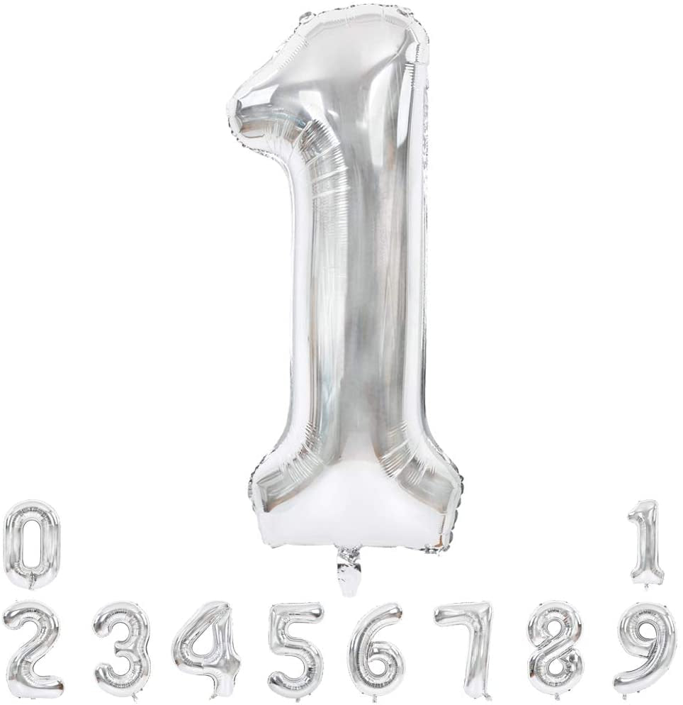 Silver Large Giant Foil Mylar 40 Inch Number Balloons for Party – Lofaris