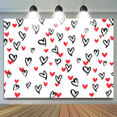 Lofaris Simple Black And Red Heart Happy Valetine Backdrop