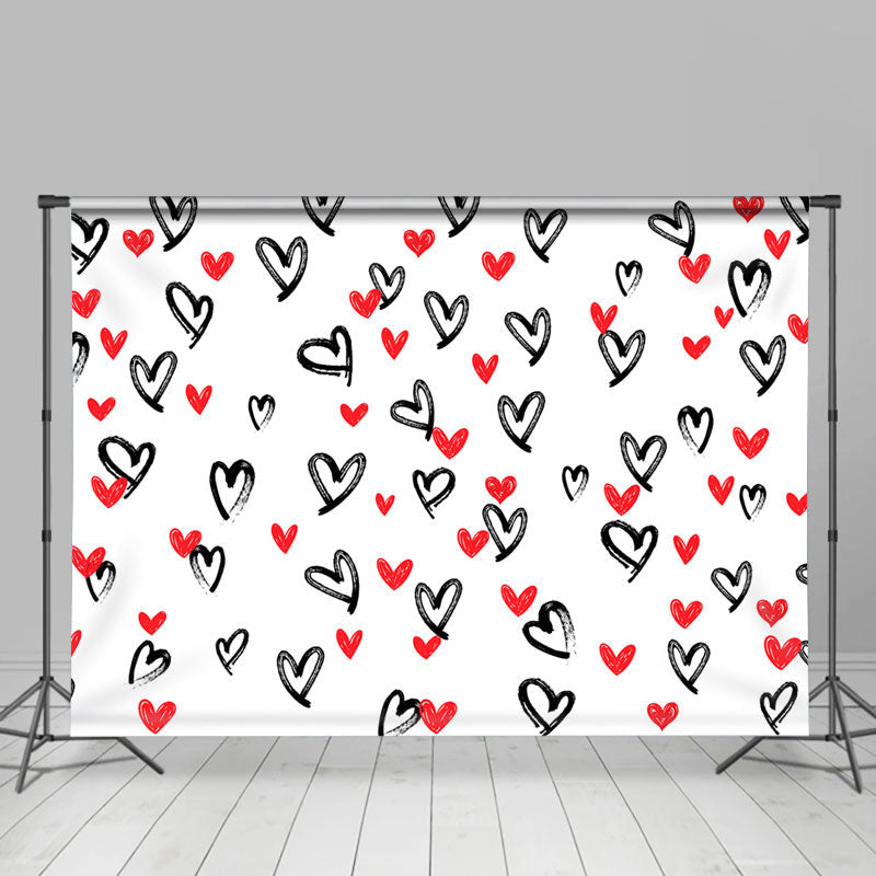 Lofaris Simple Black And Red Heart Happy Valetine Backdrop