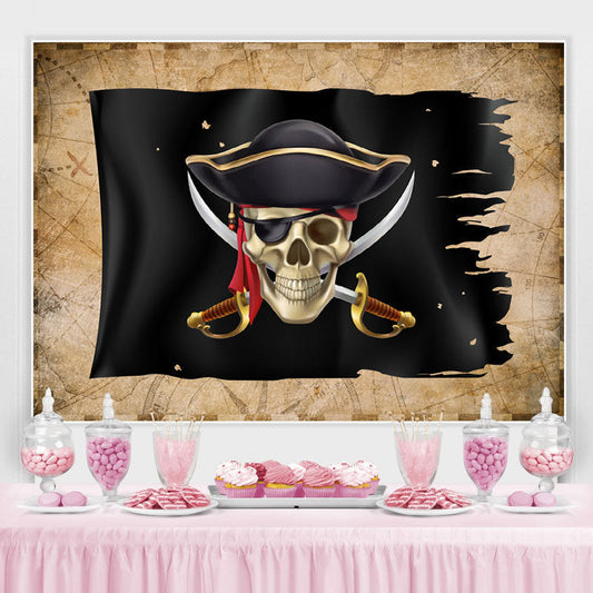 Pirate Party Decorations Red Striped Cartoon Skull Pirate Ship DIY
