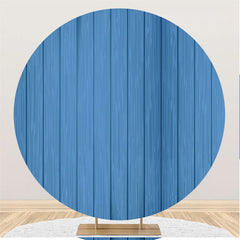 Lofaris Simple Blue And Wooden Circle Backdrop For Holiday