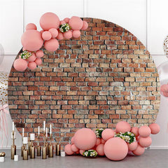 Lofaris Simple Brick Wall Round Backdrop For Happy Birthday