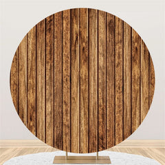 Lofaris Simple Brown Wooden Happy Birthday Circle Backdrop