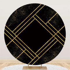 Lofaris Simple Glitter Gold And Black Lines Circle Backdrop