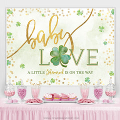 Lofaris Simple Green Clover Lovely Baby Shower Backdrop