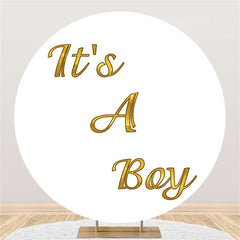 Lofaris Simple Its A Boy White Circle Baby Shower Backdrop