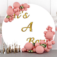 Lofaris Simple Its A Boy White Circle Baby Shower Backdrop