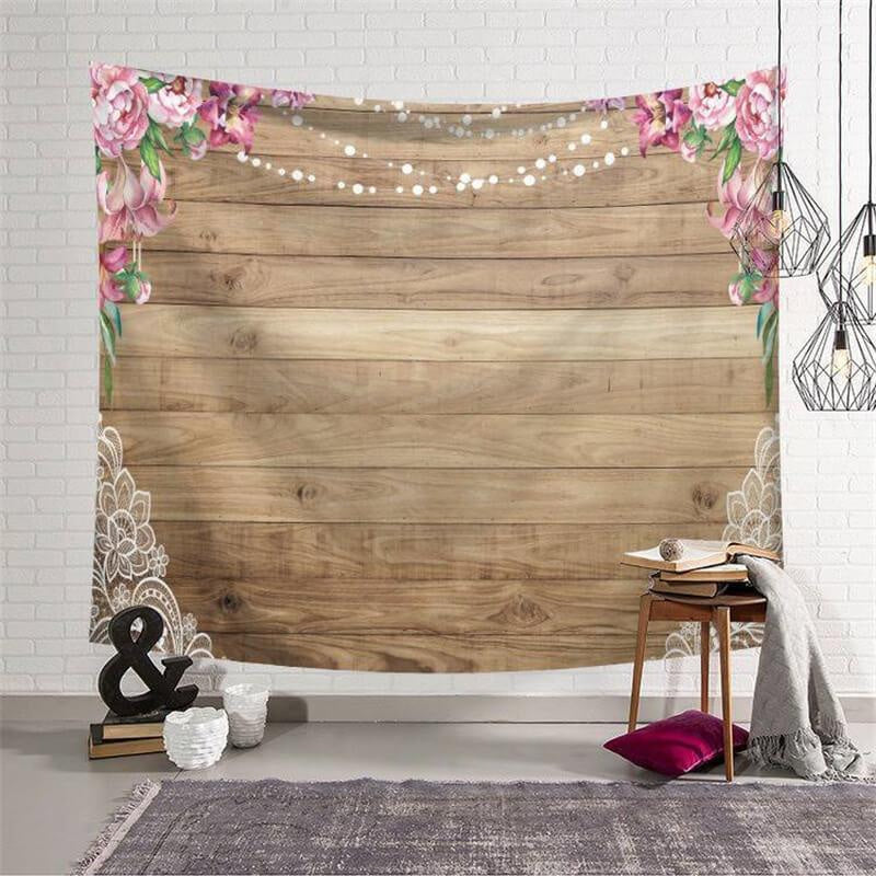 Lofaris Simple Log Stripes And Floral Family Wall Tapestry