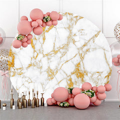 Lofaris Simple Marble Texture Happy Birthday Round Backdrop