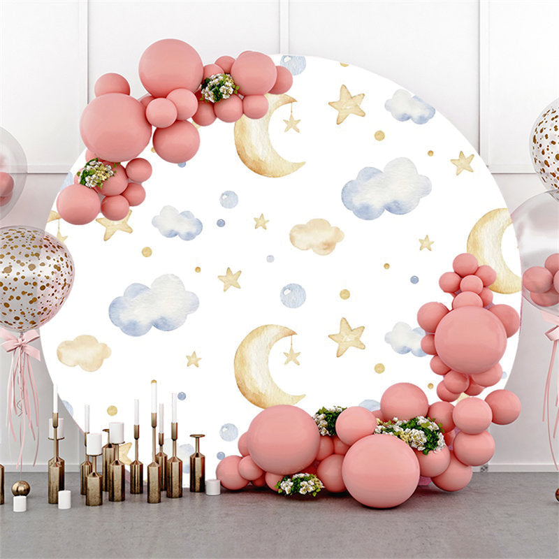 Lofaris Simple Night Sky Cloud Moon Star Round Cute Backdrop