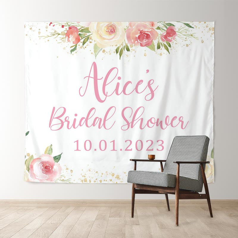 Lofaris Simple Pink White Floral Sweet Bridal Shower Backdrop