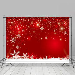 Lofaris Simple Red Snowflake Bokeh Winter Backdrops