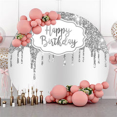 Lofaris Simple Sliver Glitter Round Birthday Party Backdrop