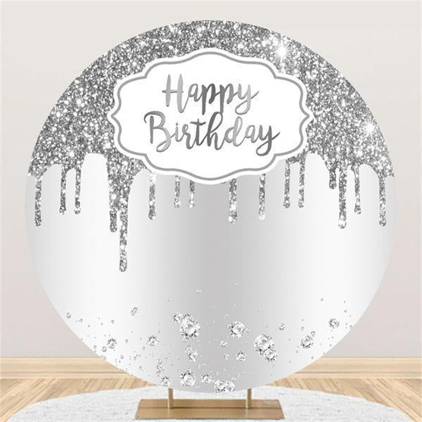 Lofaris Simple Sliver Glitter Round Birthday Party Backdrop