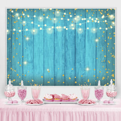 Lofaris Simple Tiffany Blue Glitter Happy Birthday Backdrop