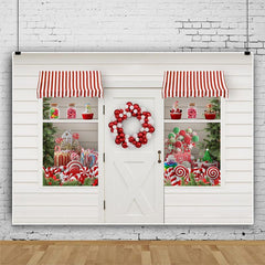 Lofaris Simple White Door With Balloon Wreath Christmas Themed Backdrop