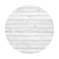 Lofaris Simple White Wooden Round Birthday Backdrop For Party